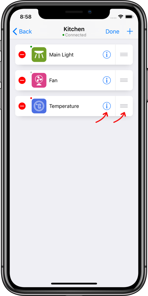 Editar controles Easy KNX iOS